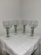 Orrefors Crystal Water Wine Hock Goblet Hollow Green Stem Glasses RARE 1970 MCM