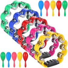 15 Pcs Petal Tambourine Set-with Sand Hammers Jingle All the Way Double Row M...