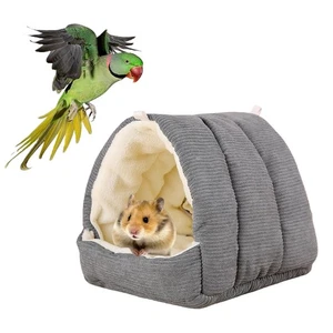Winter Warm Bird Nest Bed, Plush Hanging Bird Bed for Cage, Plush Hut Tent, H...