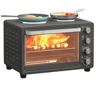 Countertop Oven 28L Black Stainless Steel Dual Hot Plates 2600W Fits 12in Mini