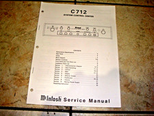 MCINTOSH C712 ORIGINAL SERVICE MANUAL SYSTEM CONTROL CENTER