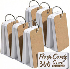 300PCS Index Cards with Rings, 2.2x3.5Inch, Flash Cards for Studying Portable