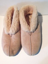 UGG Sheepskin Leather Sherling Wool Lined Rubber Sole Slippers Size 10
