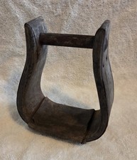 VTG Metal Wood Leather Western Stirrup Authentic Rustic Cowboy Decor