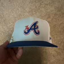 New Era Atlanta Braves MLB Major League Baseball White Blue Fitted hat 7 1/4