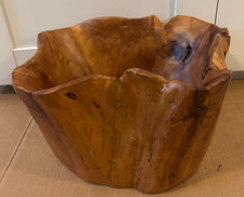 d  ECCO Hand Carved Solid Wood Root Bowl Organic Teak Centerpiece Decor
