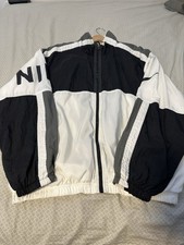 Vintage Nike Air Zip Up Windbreaker Jacket Black White XL Big Swoosh Logo