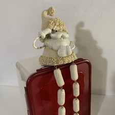 Santa Shelf Sitter With Dangling Legs Cream  White Christmas Figurine