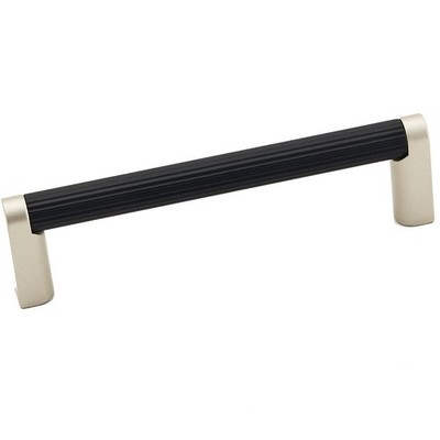 Alno A2904-35-MN/MB Alta Moda 3 1/2'' Pull Ribbed Bar Matte Nickel/Matte Black