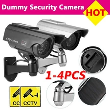 1-4PCS Solar Power Dummy Fake Camera CCTV Waterproof  LED Light Surveillance USA