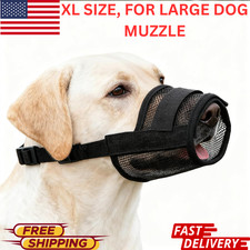 Dog Muzzle Mouth Cover Mesh Mask Adjustable Anti-Bite Barking Chewing Large Dogs