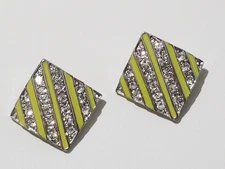 2 Rhinestone Buttons Square 3/4" Metal Decorative Buttons