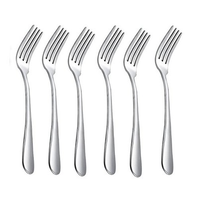 6piece Dinner Forks Set 4 Tines Table Fork Flatware Stainless Steel Mirror Polis