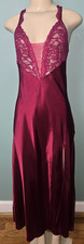 Vintage 90  s Victoria  s Secret Gold Label Burgundy Satin Nightgown Size Medium