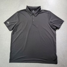 Adidas Polo Shirt Mens 2XL Black Solid Performance Stretch Golf Logo