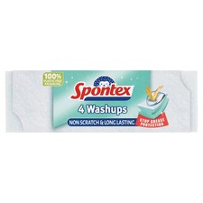 Spontex Washups Non Scratch Sponge Scourer - 4 Per Pack, Strong and Long Lasting