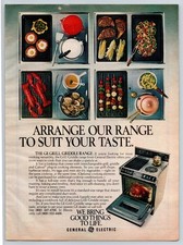General Electric GE Grill Griddle Range Vintage 1970s Magazine Ad Kitchen