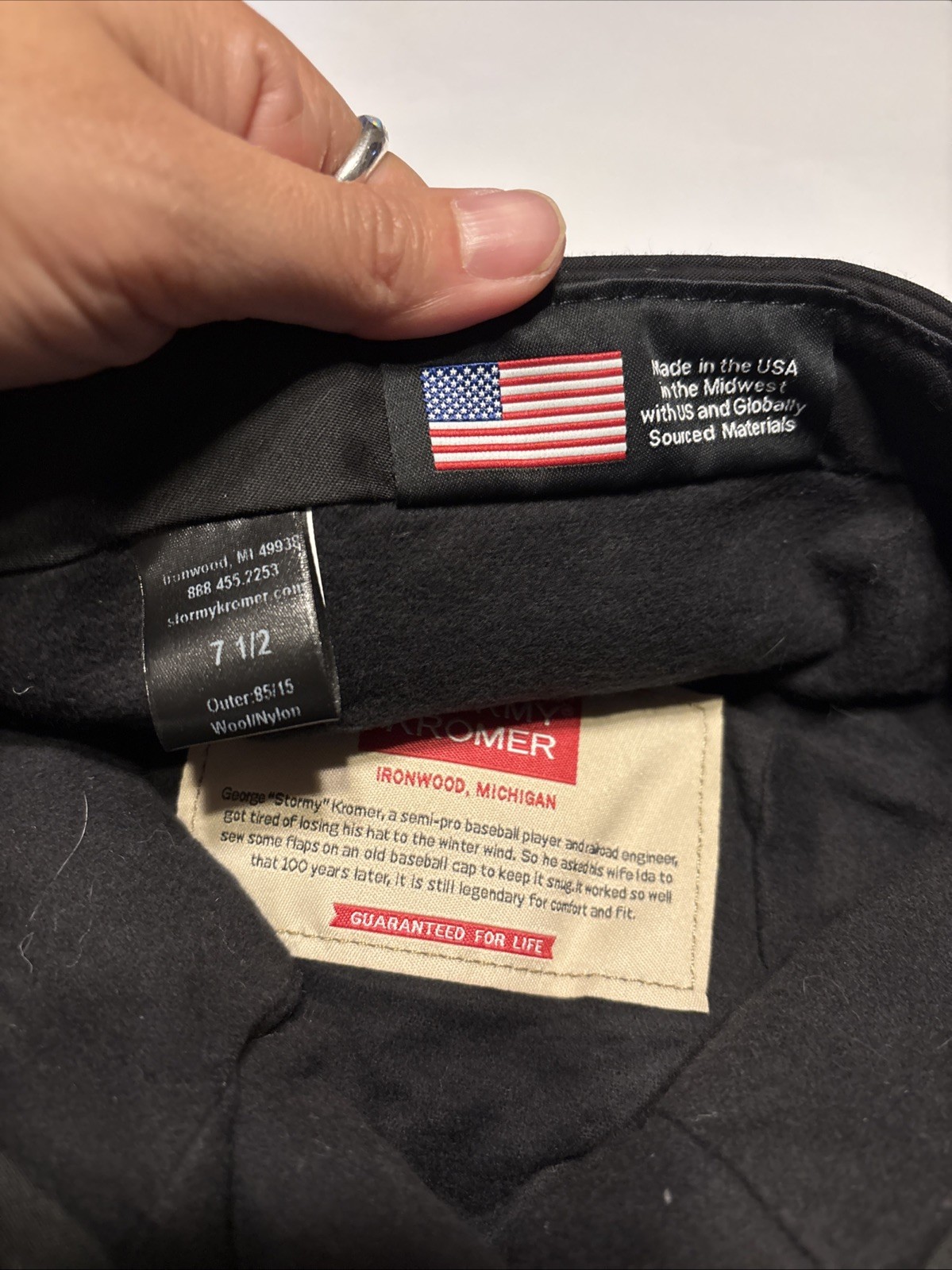 Vintage Men's Stormy Kromer 1903 Black Wool Blend Hat Size 7 1/2/Made In USA