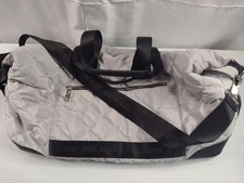 STEVE MADDEN Duffle Bag Overnight Weekend Gray Quilted Handles Zipper Broken
