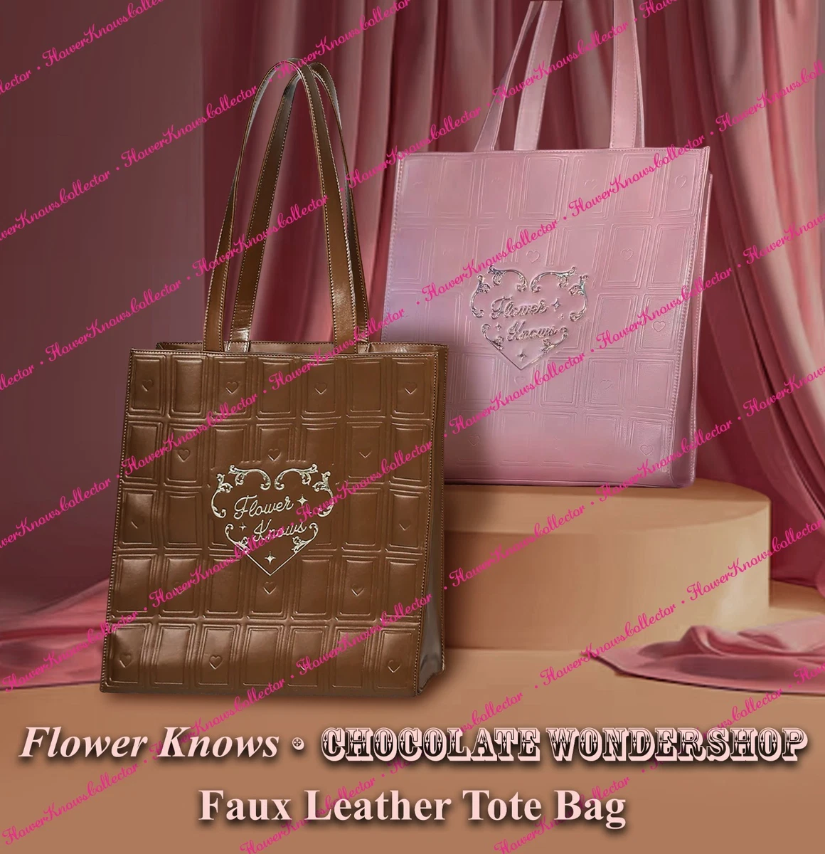Flower Knows Chocolate Wonder-Shop Series Faux Leather Tote Bag