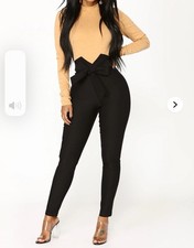 NWT Fashion Nova Black Knot Your Girl Stretch High Waist Pants With Tie Size M
