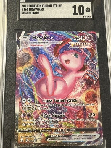 Pokemon 2021 Mew VMAX 269/264 Full Art Secret Rare Fusion Strike GEM MINT SGC 10