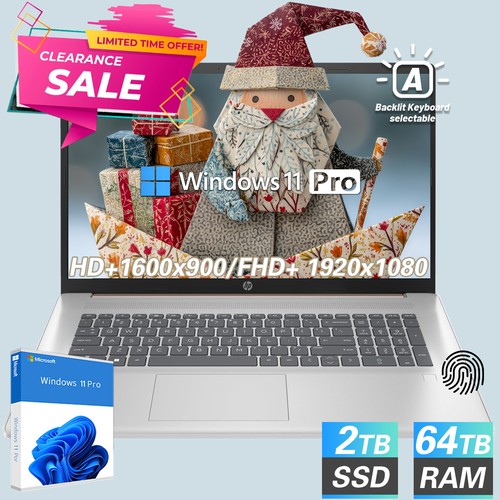 HP 17.3" Laptop computer Win11Pro UpTo 4.6GHz i5-1334U UpTo 64GB RAM 2TB Backlit
