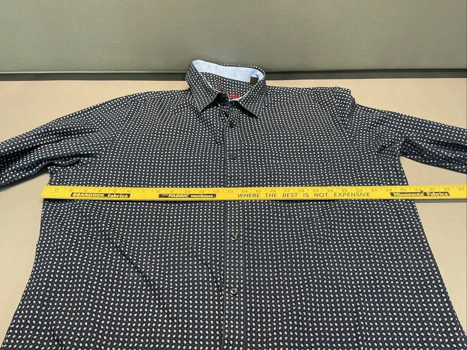 Camisa Tasso Elba Hombre XL 17-17 1/2 Azul Marino Mini Cachemira Manga Larga Abotonada Foto 4 de 4
