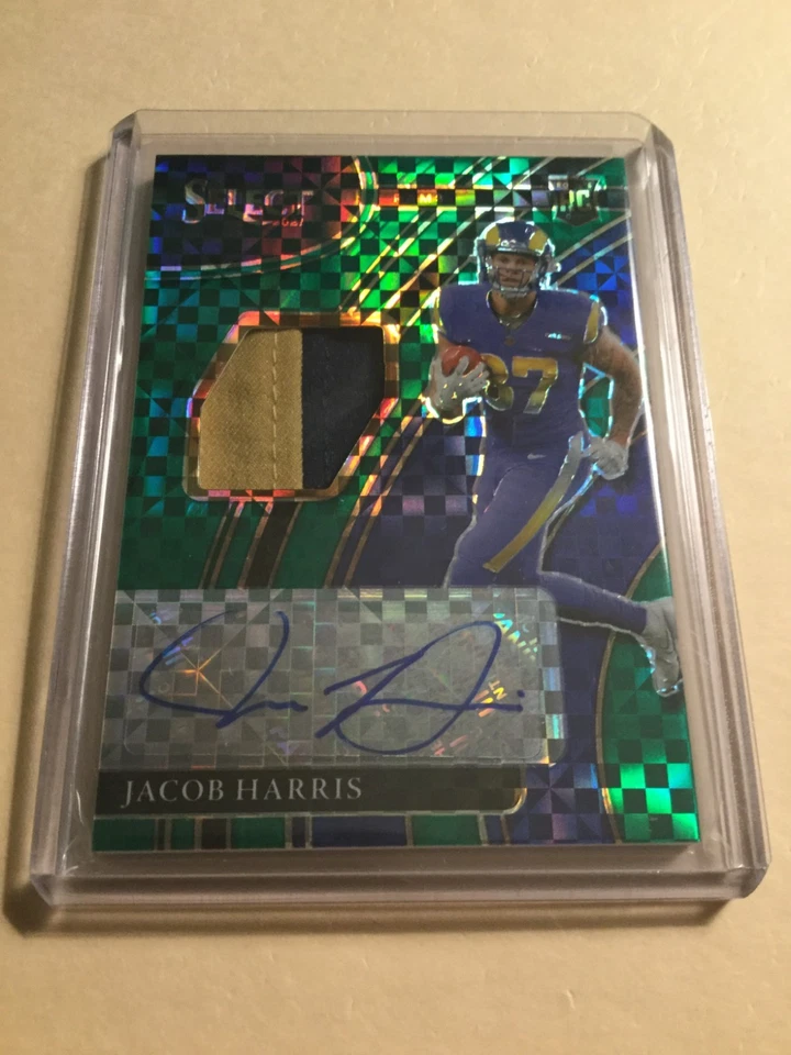 2021 Panini Select Jacob Harris Rookie Autograph Patch # 5/5 RPA Green Prizm RC - Image 2 of 3