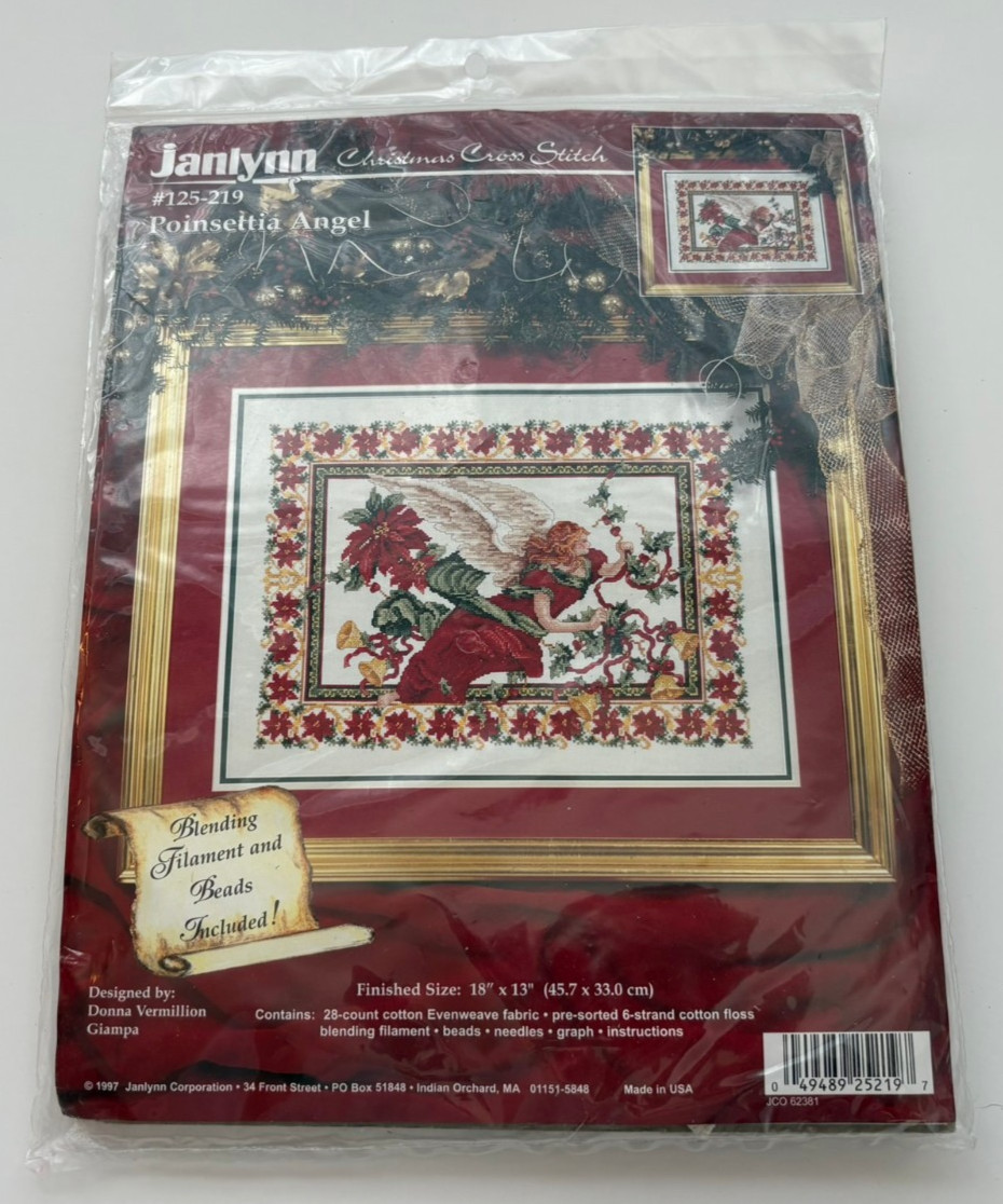 Janlynn - Cross Stitch Kit Poinsettia Angel #125-219 Donna V