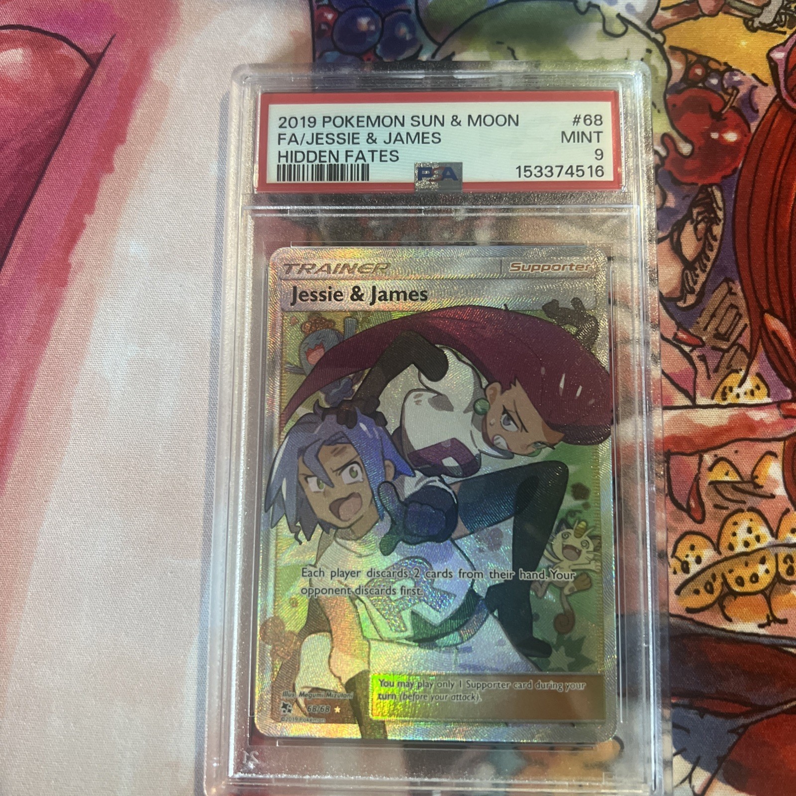 Pokemon TCG Hidden Fates Jessie & James 68/68 PSA 9 Full Art Holo Trainer Card