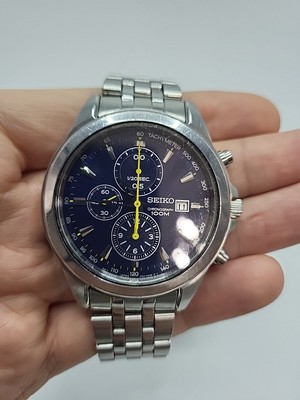 43MM Seiko Chronograph Tachymeter 100m 7T92-OPPO STAINLESS STEEL MEN`S