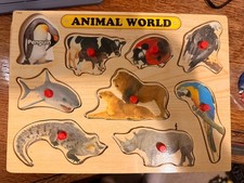 3 Wooden Children's Learning Puzzles Plus a game- Please Read