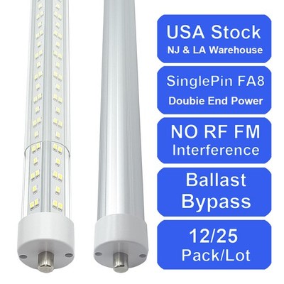 8Ft Led Tube Light Bulbs Single Pin FA8 T8 T12 8Foot Led Shop Lights 6500K 144W