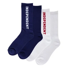 Independent Trucks Socks Baseline 2-Pack Crew White/Navy Adult