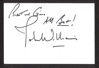 John Williams American Composer Original Signed Autograph 4x6 Index Card