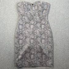 Haute Monde Women's Small Snake Print Strapless Bodycon Mini Dress Gray Black