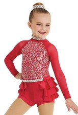 Dance Costume Small Child Red Weissman 12055 Jazz Tap 1Sequins Ruffles