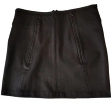 Kenar Vintage Black Thick Stretch Knit Zip Closure Mini Skirt Size 4 Women's