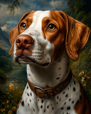 8x10 Cozy Storybook Dog with Brown and White Face Art Print Heritage - 798278440