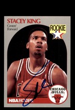 Signed Basketball Card Auto Stacey King 1990-91 Hoops #66 Chicago Bulls