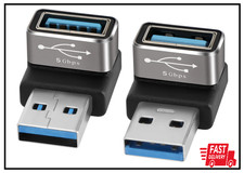 90 Degree USB 3.0 Adapter 2 Pack, Up and Down Right Angle USB A Male to Female