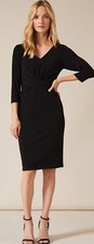 Phase Eight Dress Selima Twist Front Size 14 Black Work Formal Pencil New