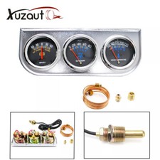 2 52mm Chrome Car 3 In 1 Triple Gauge Set Kit Amp Meter Water Temp Oil Pressure