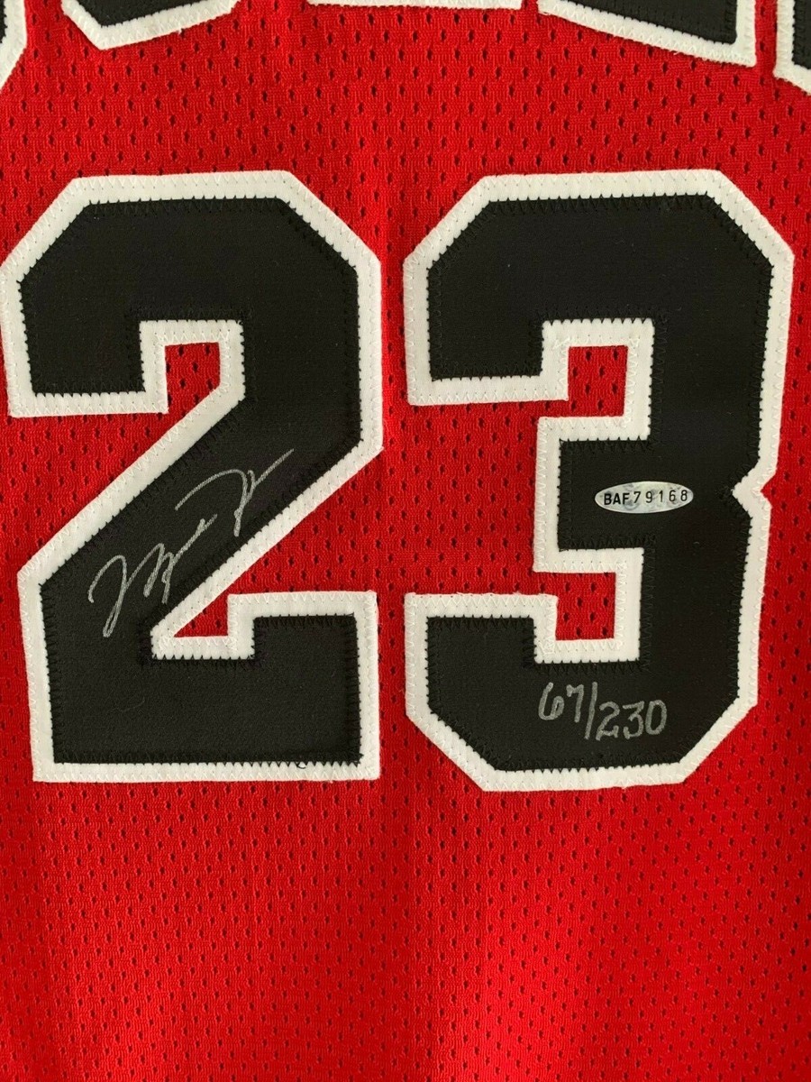 Michael Jordan Autographed Retirement Jersey 67/230 UpperDeck COA