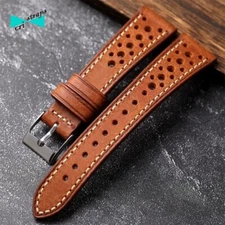 Vintage Mens Brown Leather Rally Racing Genuine Leather Watch Strap 22mm