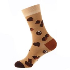 Mens Brown Socks Chocolate Pattern Cotton Socks Novelty Fun Gift UK 5-10.5