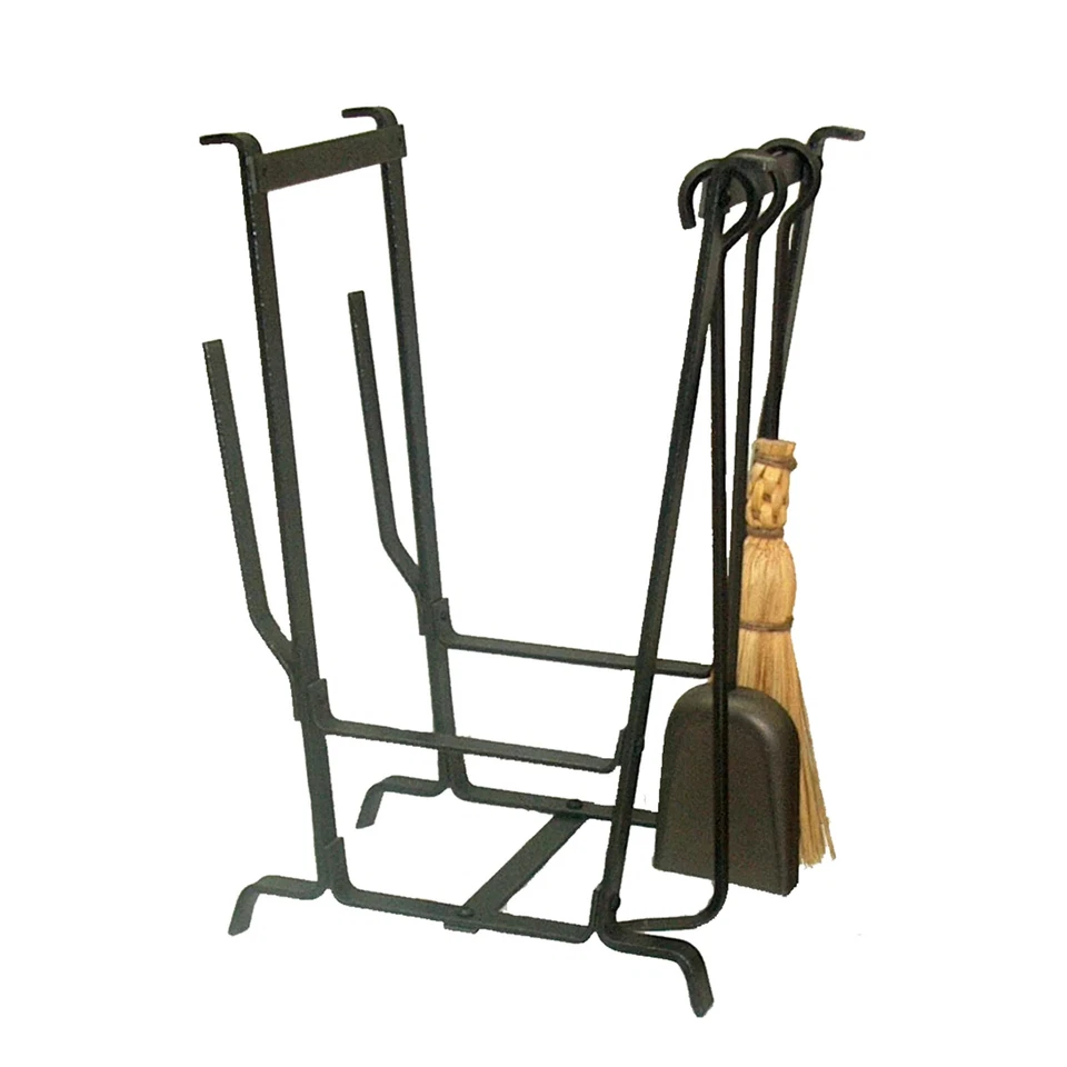 Enclume LR17 HS Complete Hearth Log Rack w/ Fireplace Tools, Hammered Steel  USA - Image 3 of 4