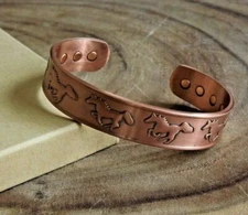 Copper Magnetic Bracelet Oxidized Copper Arthritis Pain Therapy Cuff Horse