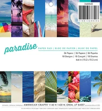 Photo Real PARADISE 6x6 Paper Pad 36 Single-Sided Papers 18 Designs BEACH OCEAN